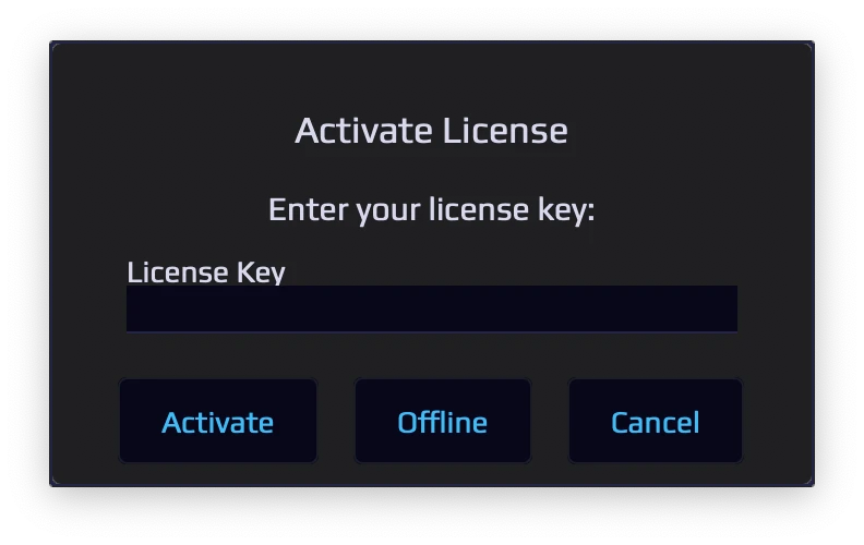 Activate License dialog — click Offline